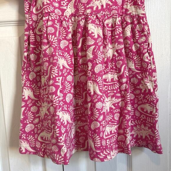 Mini Boden Pink and White Dinosaur Print Dress - Picture 3 of 9
